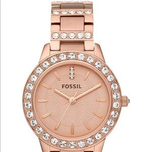 Fossil Rose Gold Glitz Dress Quartz Watch Bling